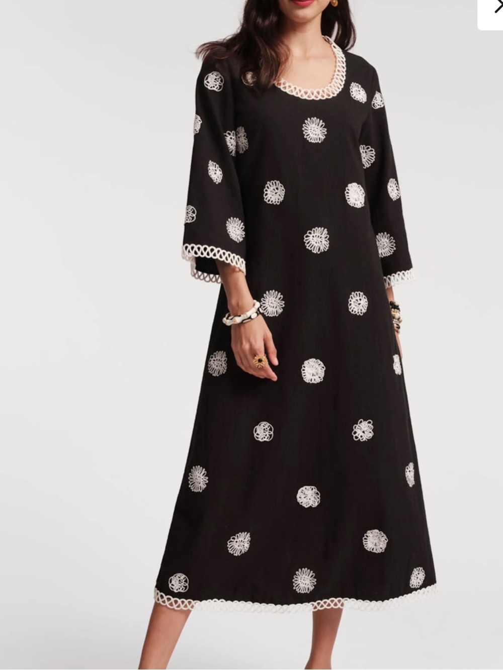 FRANCES VALENTINE fiona dress scibble embroidery in black